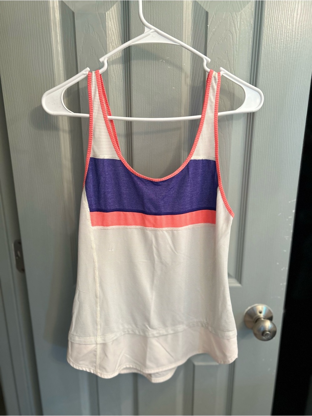lululemon athletica White Tank with Purple Panel & Coral Trim